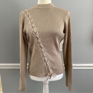 Charlotte Russe ribbed top with a ribbon tie down the front size XL NWT